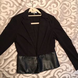 DKNY Blazer with Faux Leather Detail